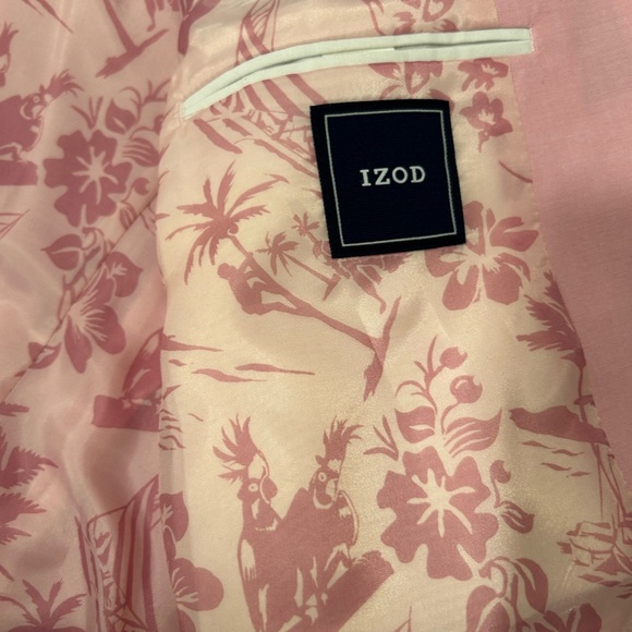 Izod Mens Classic Fit Suit Jacket Blazer Solid Light Pink NEW with Tags Size 44 - Picture 10 of 10